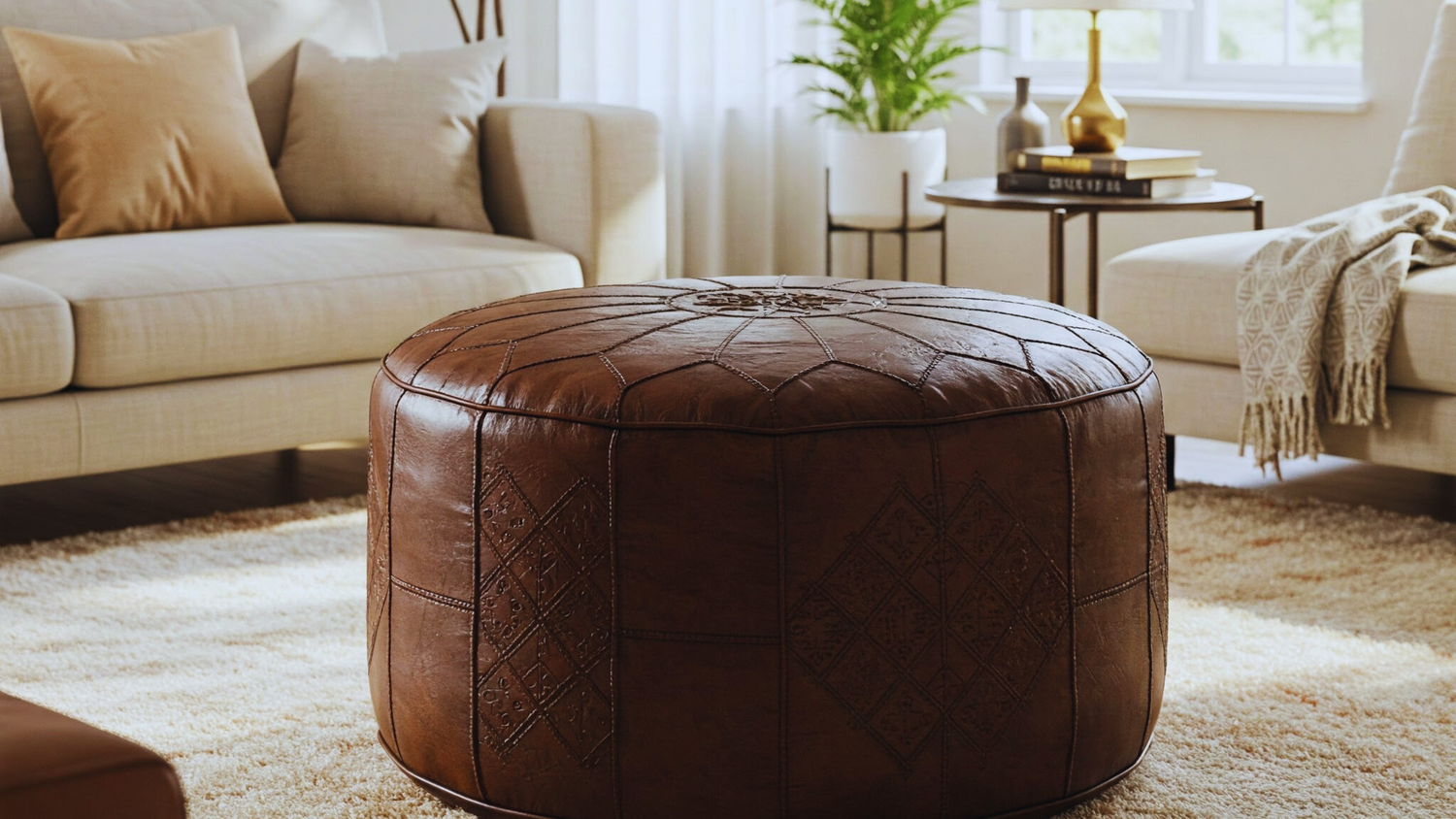 Handmade Leather Poufs