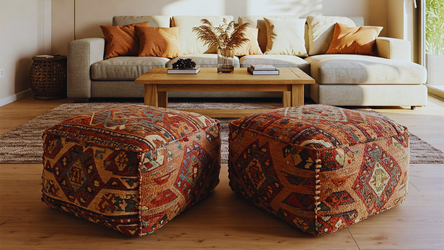 Handwoven Wool Poufs