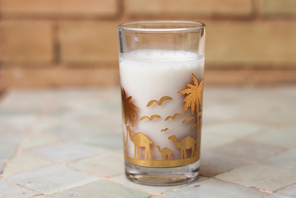 Moroccan Tea Glasses Set of 6 Gold Camel Palm Trees Drinking Glasses Drinkware Chai Glasses Tea Glasses Set Turkish Coffee Tea Glasses