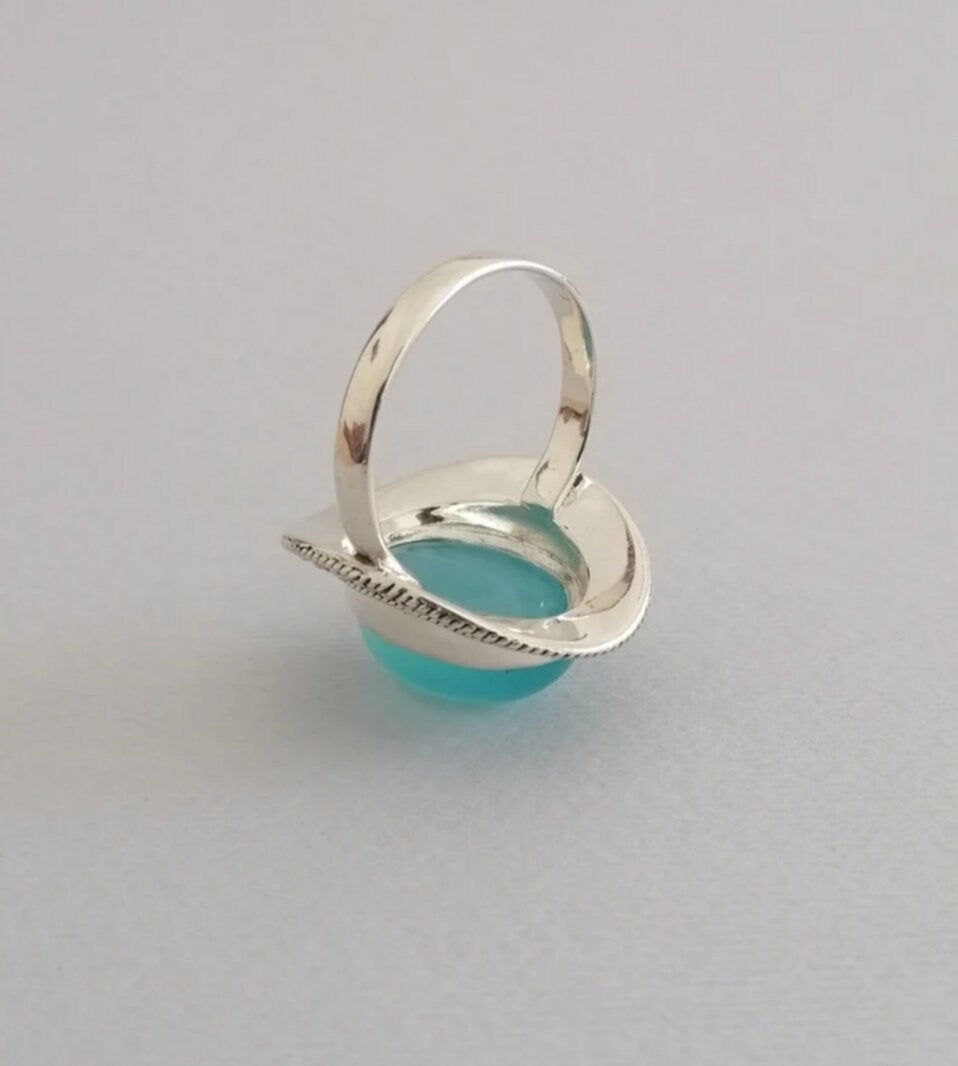 Aquamarine and Sterling Silver Ring