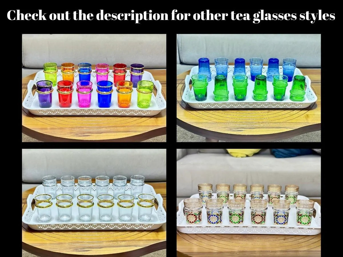 Moroccan Tea Glasses Set of Gold Tea Cups Zellij Design Tea Set Small Gold Vintage Moroccan Tea Glasses