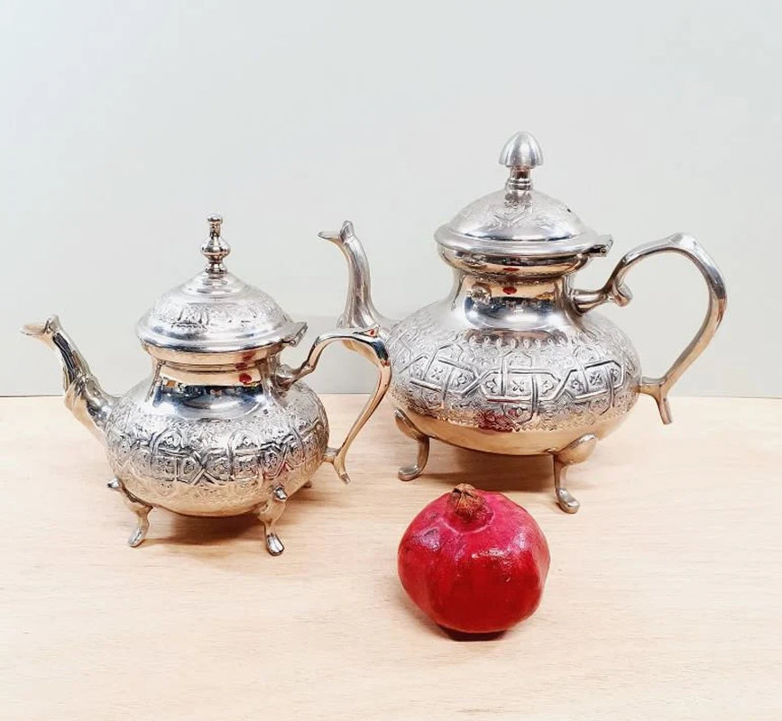 Set of 2 Moroccan Teapots, Teapot for One or 3 Cups, Moroccan Green Tea, Small and Large Teapot