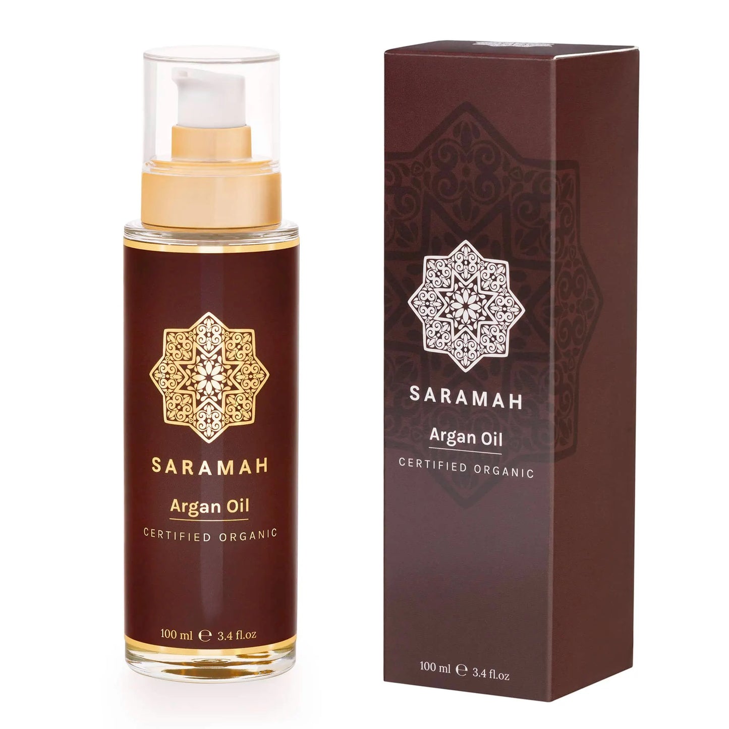 SARAMAH® Argan Oil Pure 100 Ml - for Hair, Skin and Face - 100% Pure and Organic - Moroccan Argan Oil - Omega 3 and 6, Vitamin E and F