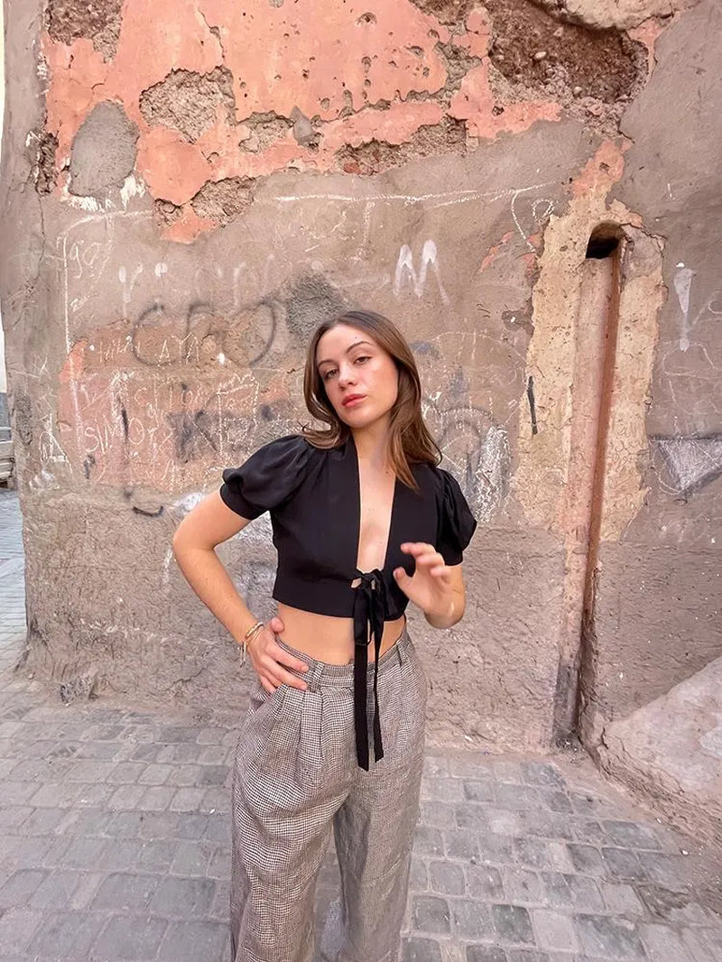 Alexia’S Silk Crop Top - Black
