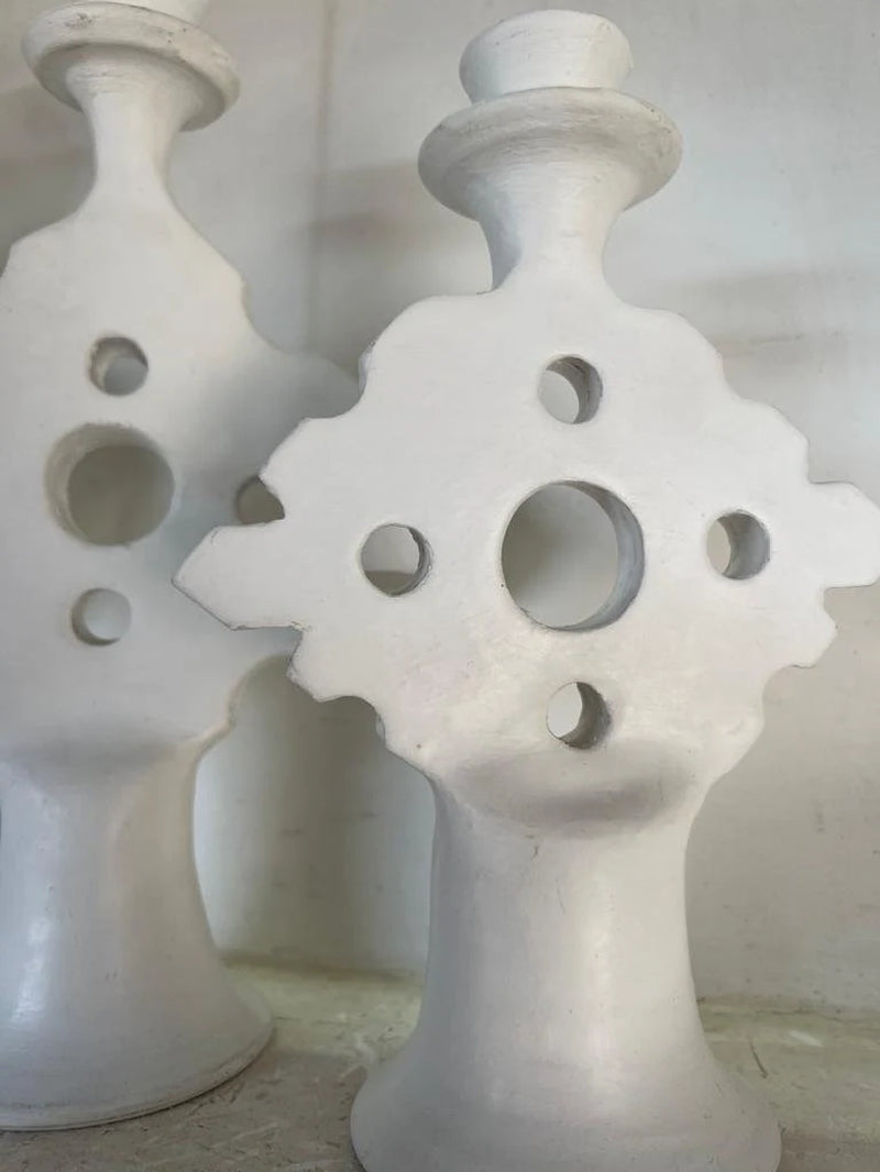 PROMOTION Set of 3 Moroccan Stucco Candles White