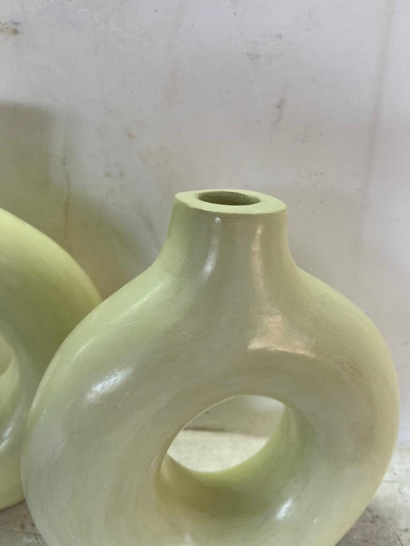 Pretty Stucco Home Deco Vase, Terracotta Vase Pistachio Color