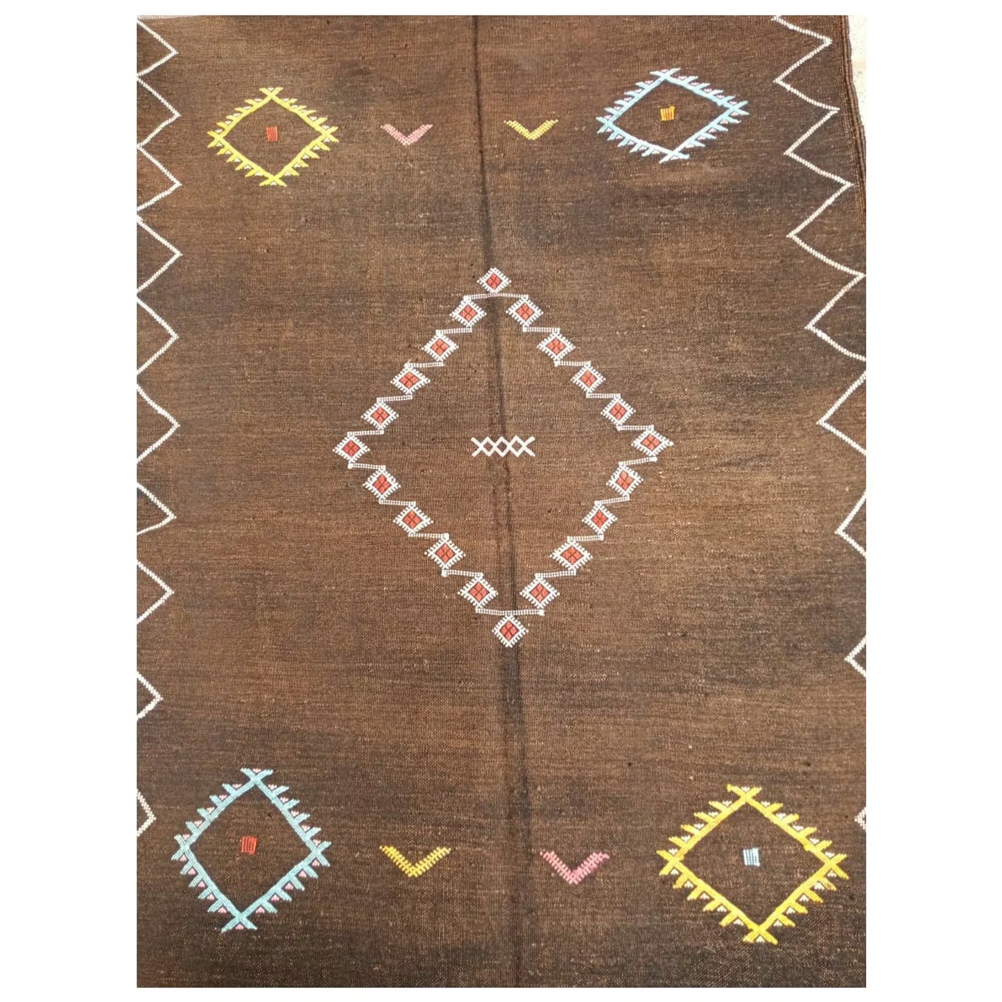 Moroccan Cactus Silk Rug, Handmade Sabra Cactus Rug, Berber Kilim Rug ,Authentic Azilal Rug, Brown Cactus Silk ,Bohemian Rug
