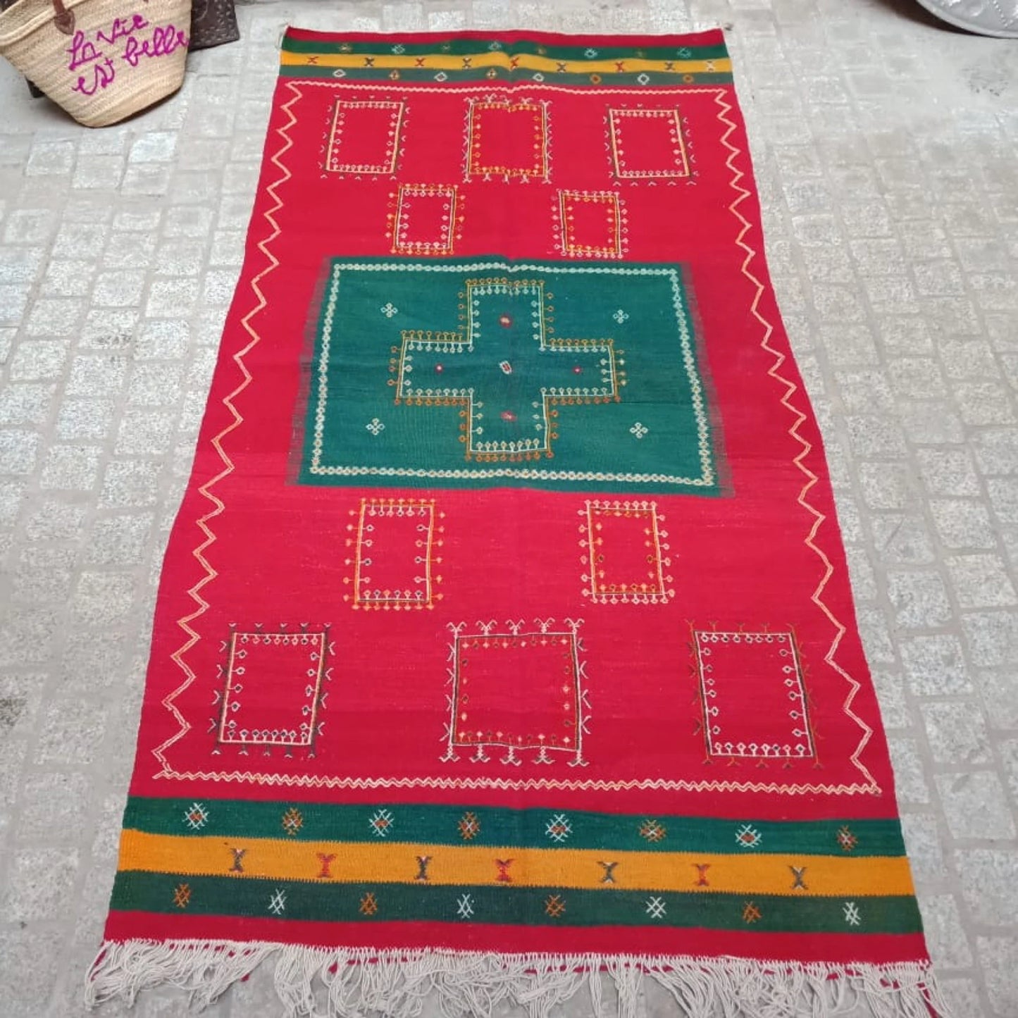 Vintage Akhnif Rug 7×3 Ft. Moroccan Akhnif Rug, Handmade Wool Rug, Antique Kilim, Berber Kilim