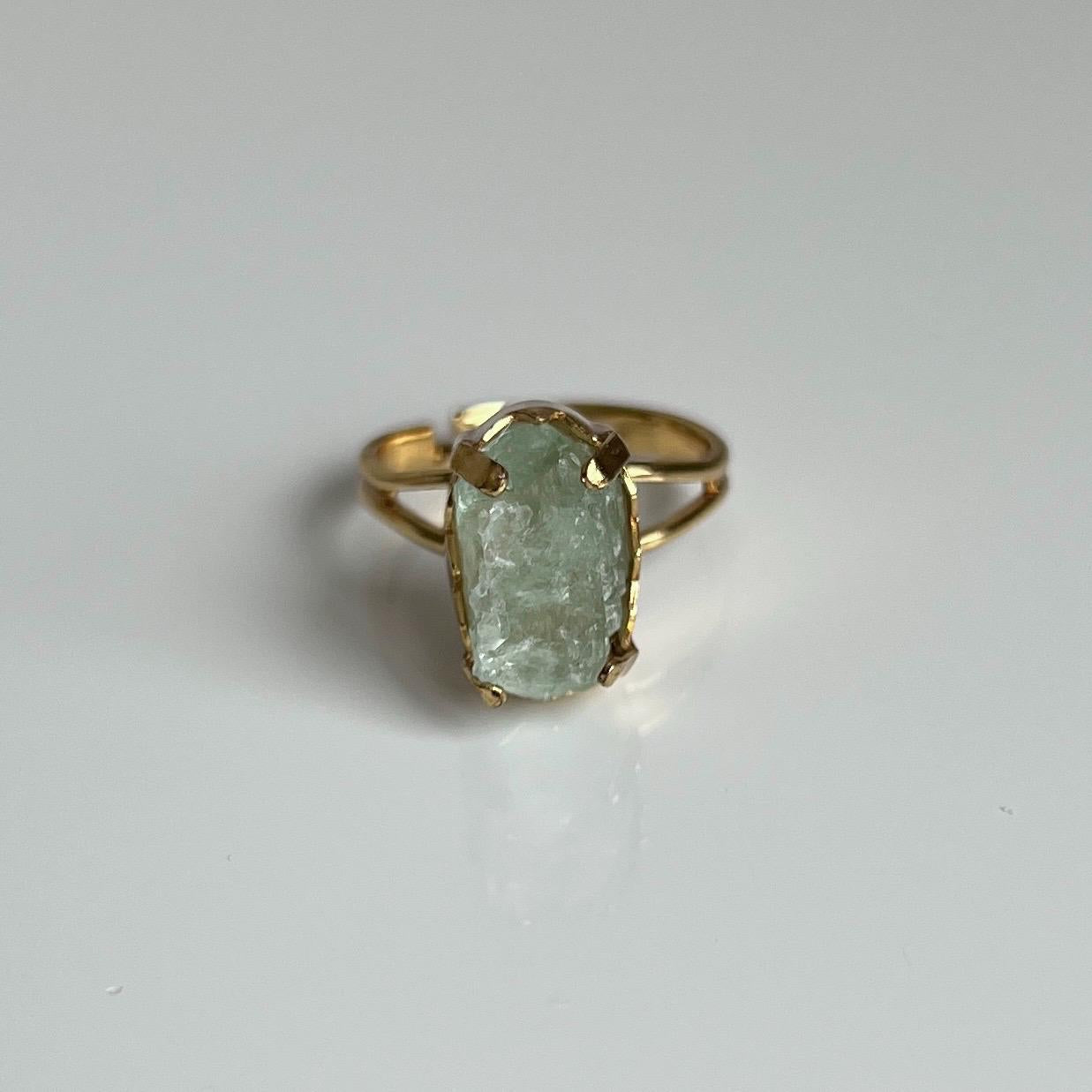 Green Fluorite Ring, Gold, Adjustable Ring, Crystal Ring, Green Fluorite Jewelry, Heart Chakra, Nickel-Free, Crystal Gift, Green Gemstone