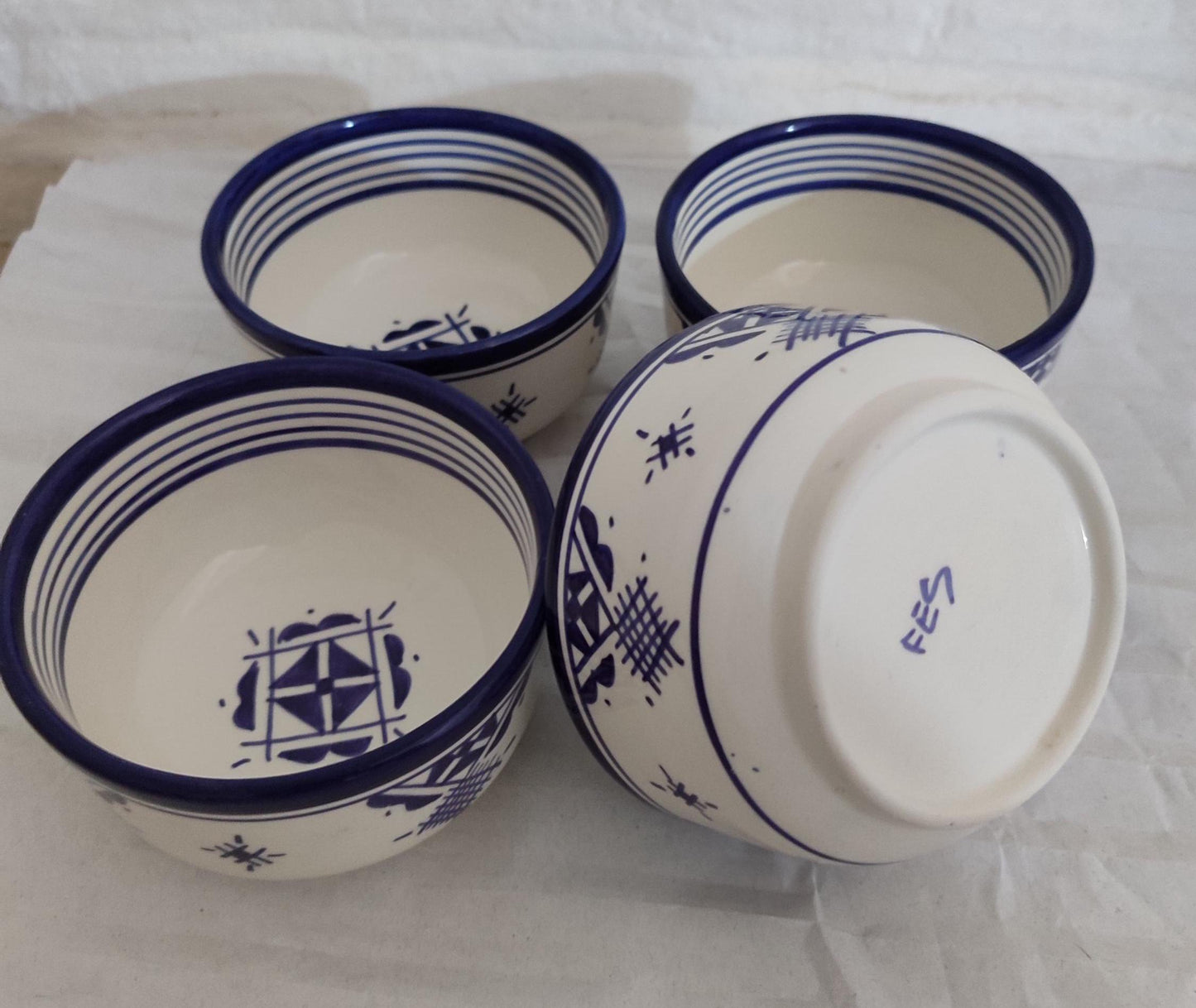 Set of Four Bowls, Moroccan Bowls, Handmade Ceramic Bowl, Clay Pottery Bowls, Dining Set, Pottery Soup Bowls, Matcha Kits Bamboo Whisk, Gift