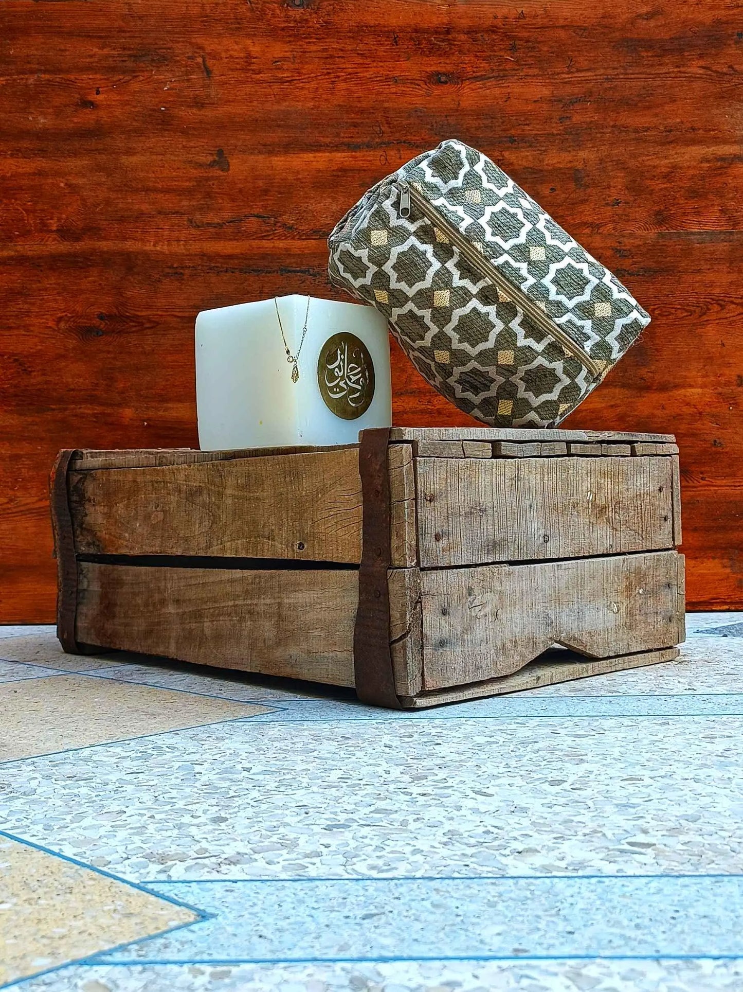 Unique Handmade Makeup Bag with Moroccan Zellij Patterns, Travel Cosmetic Pouch, Unique Toiletry Organizer, Gift for Her, Bride Toiletry Bag
