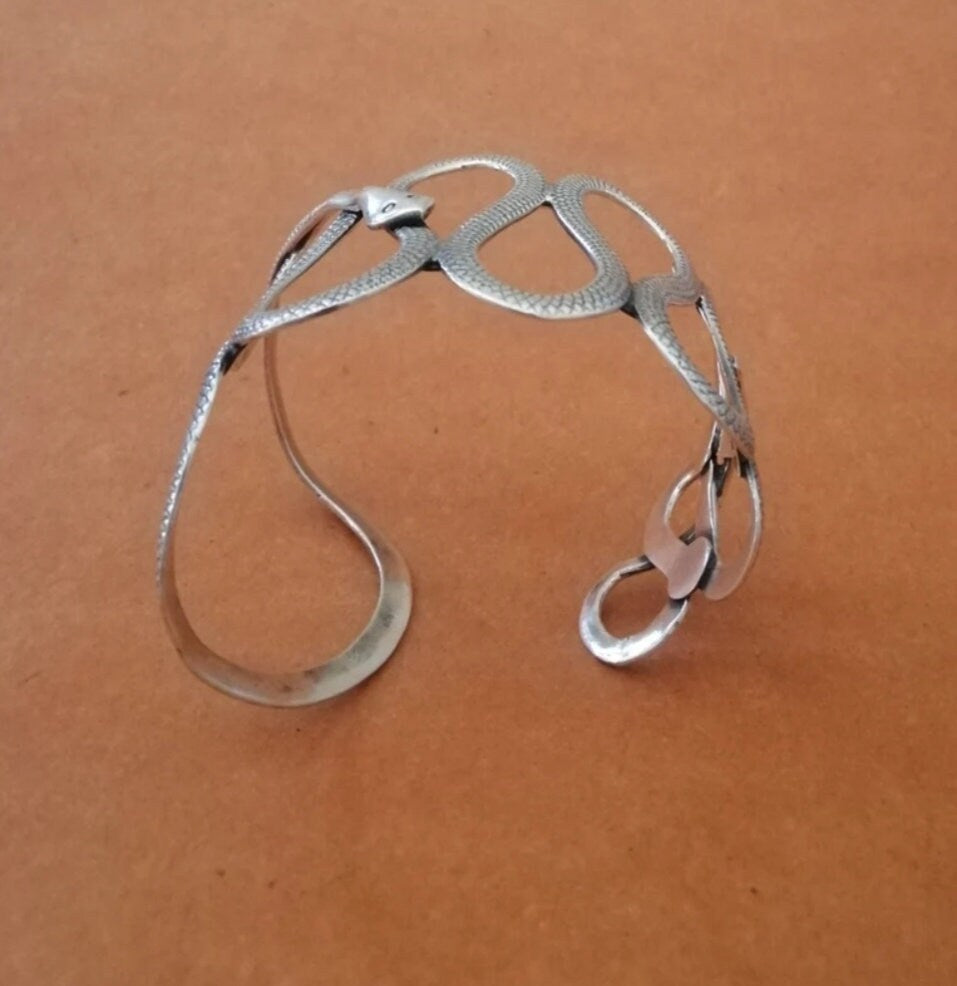Elegant Sterling Silver Snake Cuff