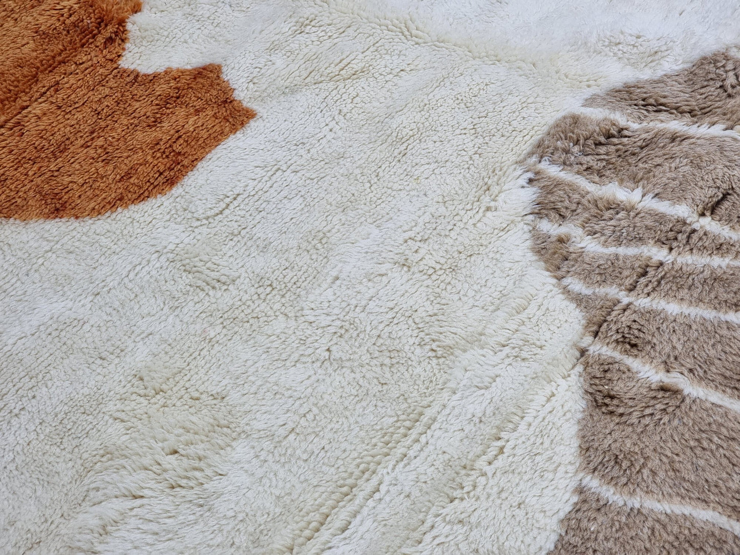 BERBER CARPET 6X6, Gorgeous Mrirt Rug, Patchwork Moroccan Rug, Brown & White Rug, Hand-Knotted Wool Rug, Beni Mrirt Area Rug, Shag Rug.