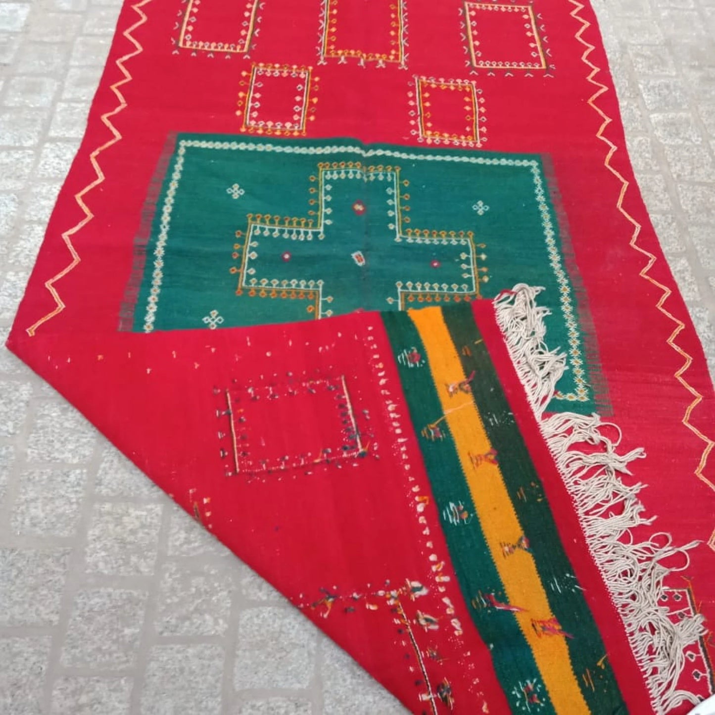 Vintage Akhnif Rug 7×3 Ft. Moroccan Akhnif Rug, Handmade Wool Rug, Antique Kilim, Berber Kilim