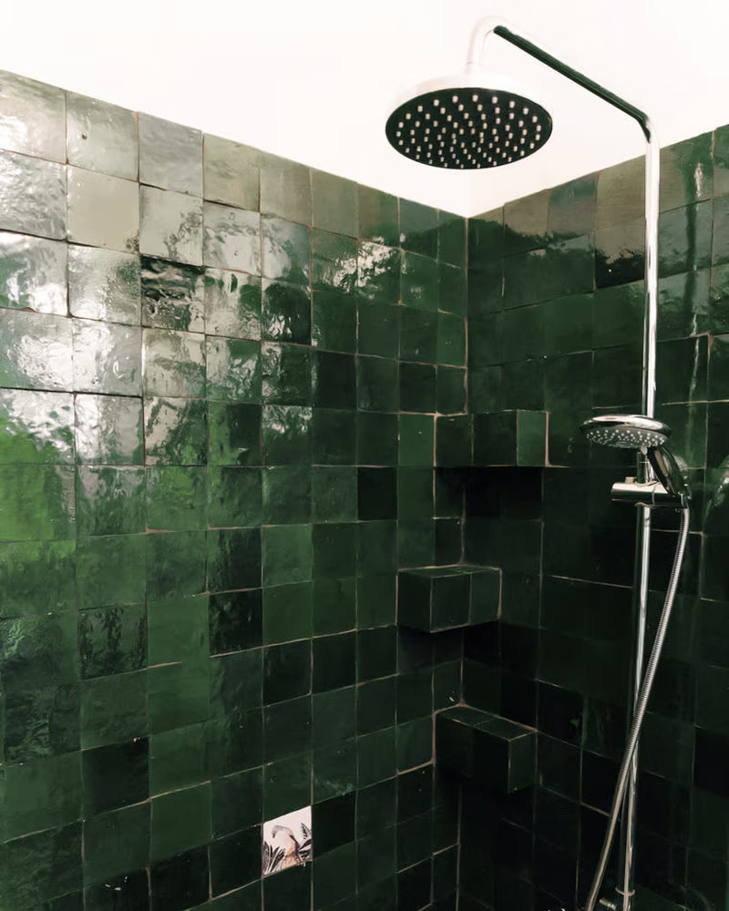 1 Square Foot Zellige Tile Dark Green Tiles Moroccan Tile Square Handmade Rustic Tiles Fireplace Tile Backsplash Zellij Green Mosaic Tile