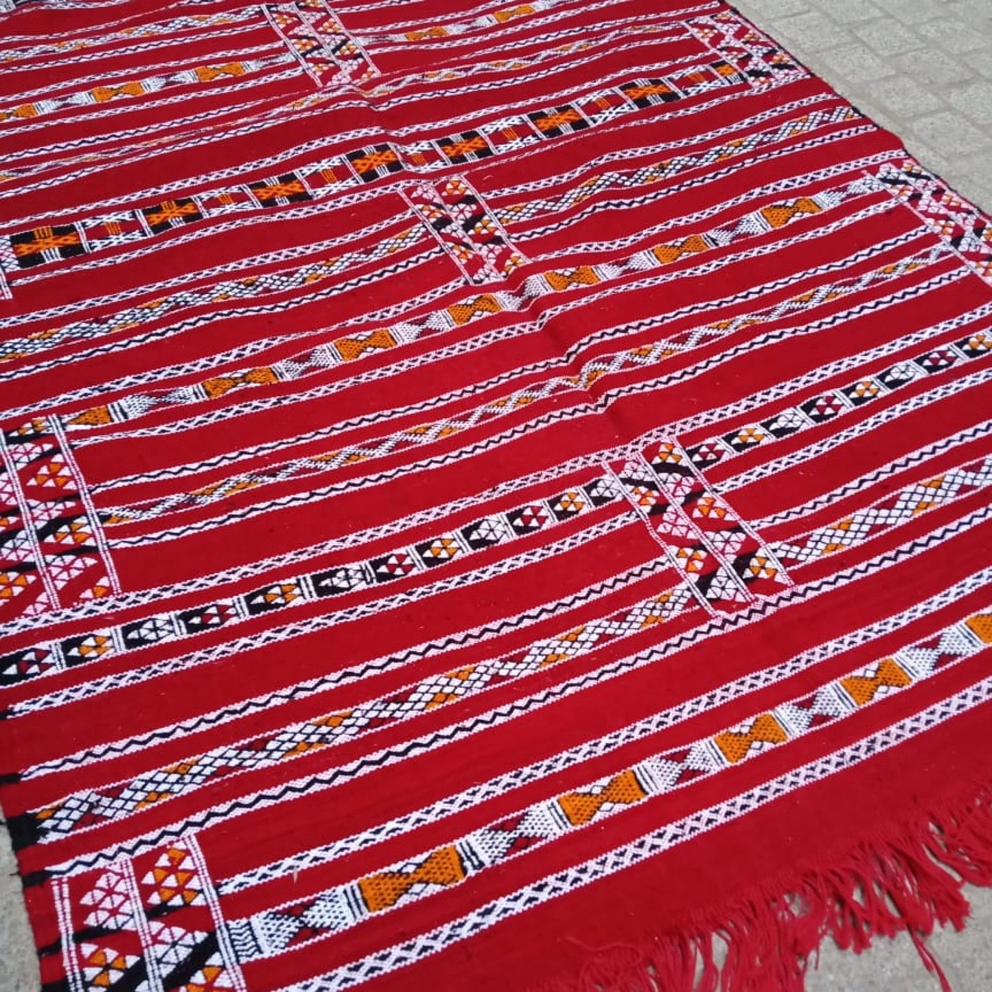 Moroccan Kilim 4×6 Ft. Red Rug, Moroccan Berber Rug, Handmade Natural Wool Rug. Berber Kilim, Authentic Azilal