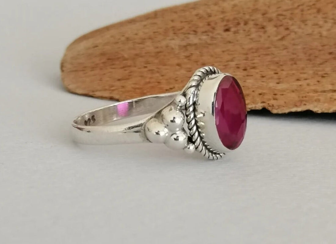 Pink Garnet and Sterling Silver Ring