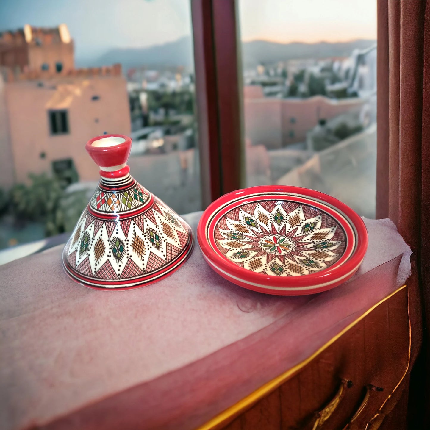Handcrafted Ceramic Tagine Moroccan Elegance for Stylish Dining Vibrant Glazed Tagine Red Tagine