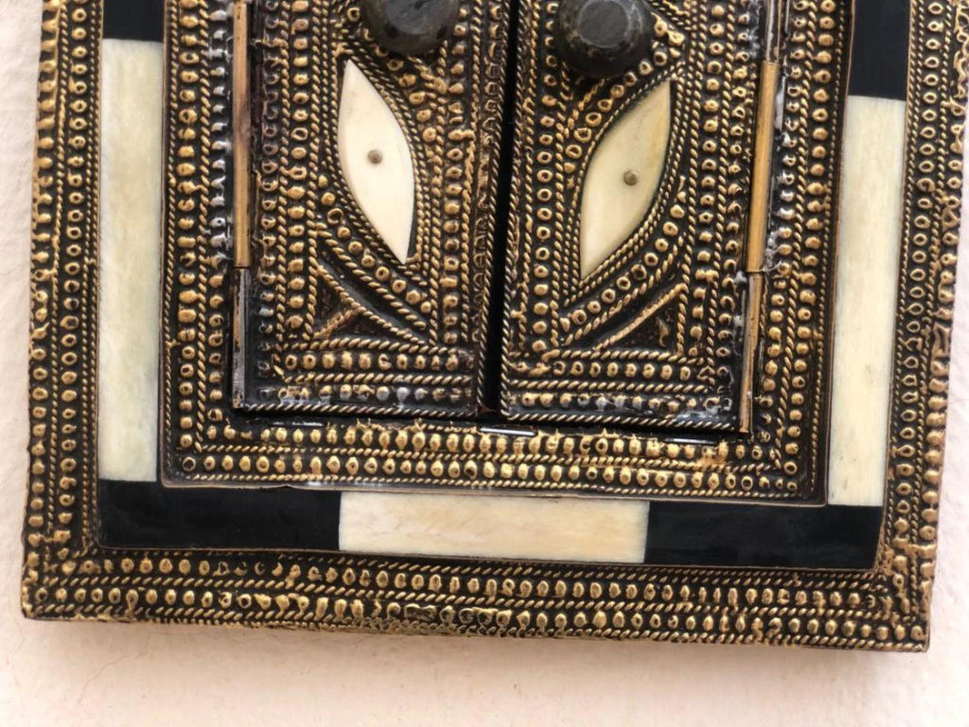 Small Wall Mirror, Decorative Mirror, Wall Brass Mirror, Boho Mirror, Bone Inlay Mirror, Mirror with Doors