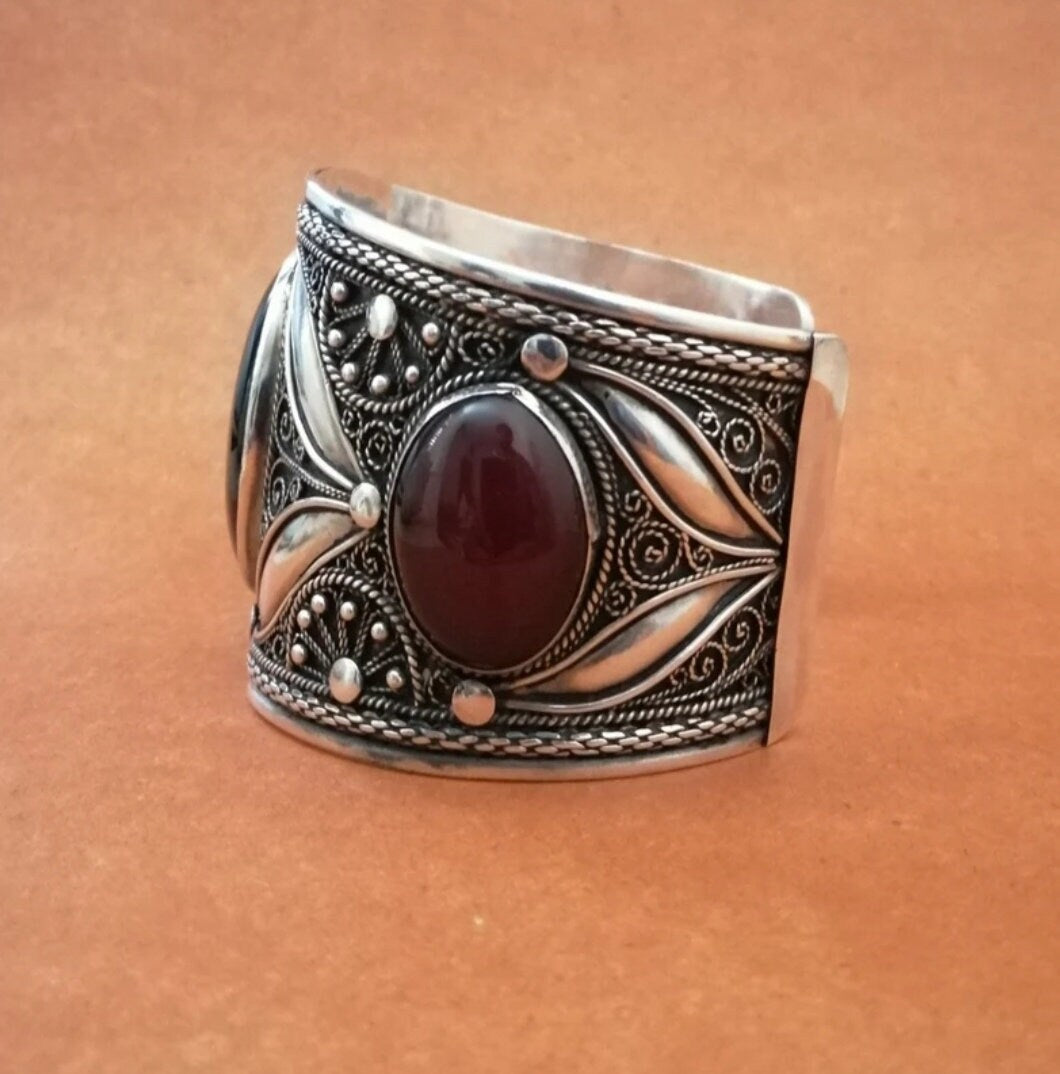 Modern Tuareg Style Large Cuff with Stones