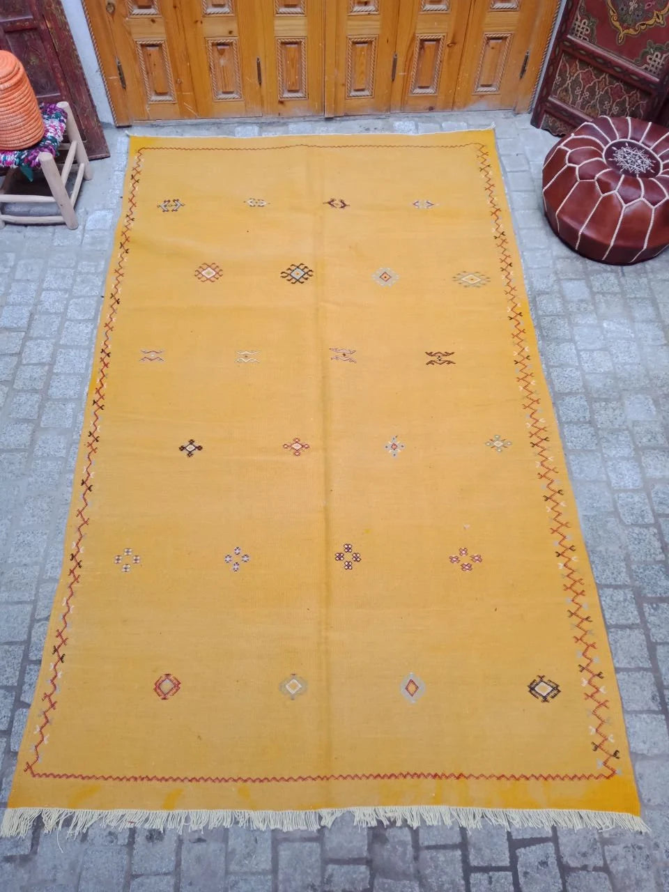 Moroccan Akhnif Rug 5×8 Ft . Moroccan Berber Kilim, Handmade Wool Rug. Large Berber Rug, Area Rug
