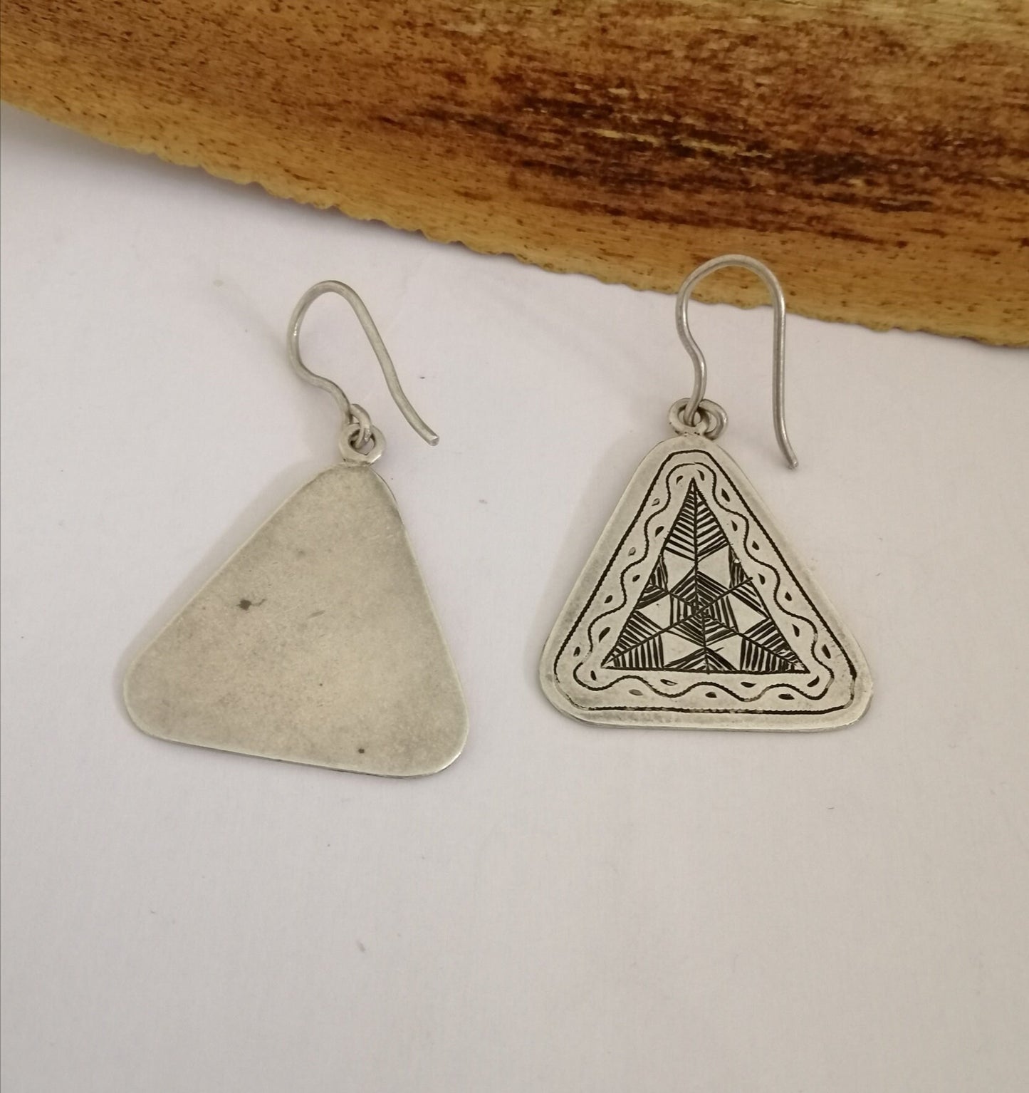 Lovley Vintage Tuareg Triangular Silver Earrings