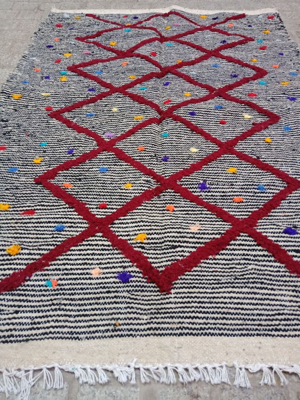 Moroccan Zanafi Rug .Handmade Berber Wool Rug Authentic Azilal Carpet Area Rug - Vintage Berber Rug - Zanafi Rug