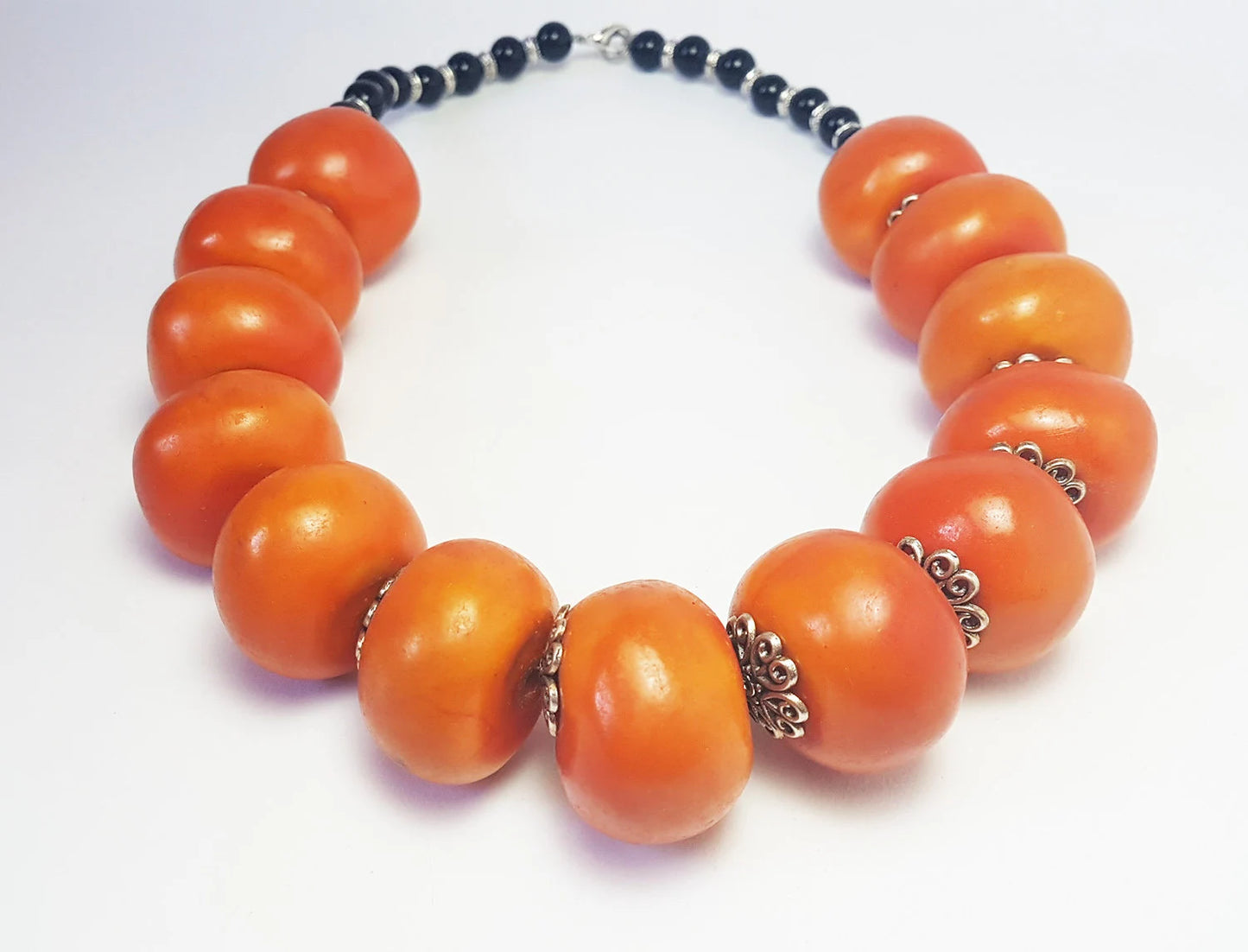 Collier En Ambre Berbère-Collier Marocain-Collier En Ambre Vintage-Collier En Faux Ambre-Marron Résine Ambre