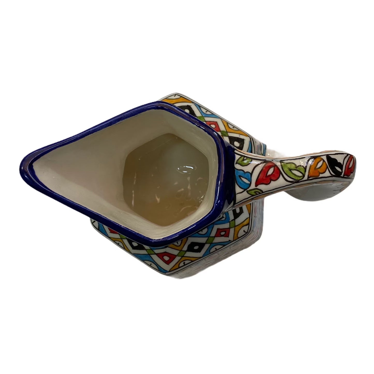 Fes Ceramic Jug Handmade and Painted /Pitcher with Traditional Shape/Carafe with Original Handle.