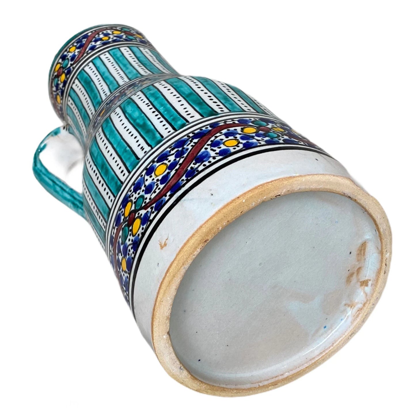 Handmade and Hand-Painted Moroccan Pottery Pitcher, Fes Ceramic Pitcher, Handmade Ceramic Pitcher