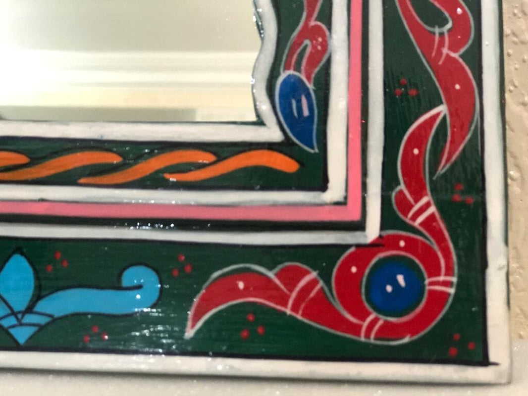 Small Hand Painted Mirror, Colorful Mirror