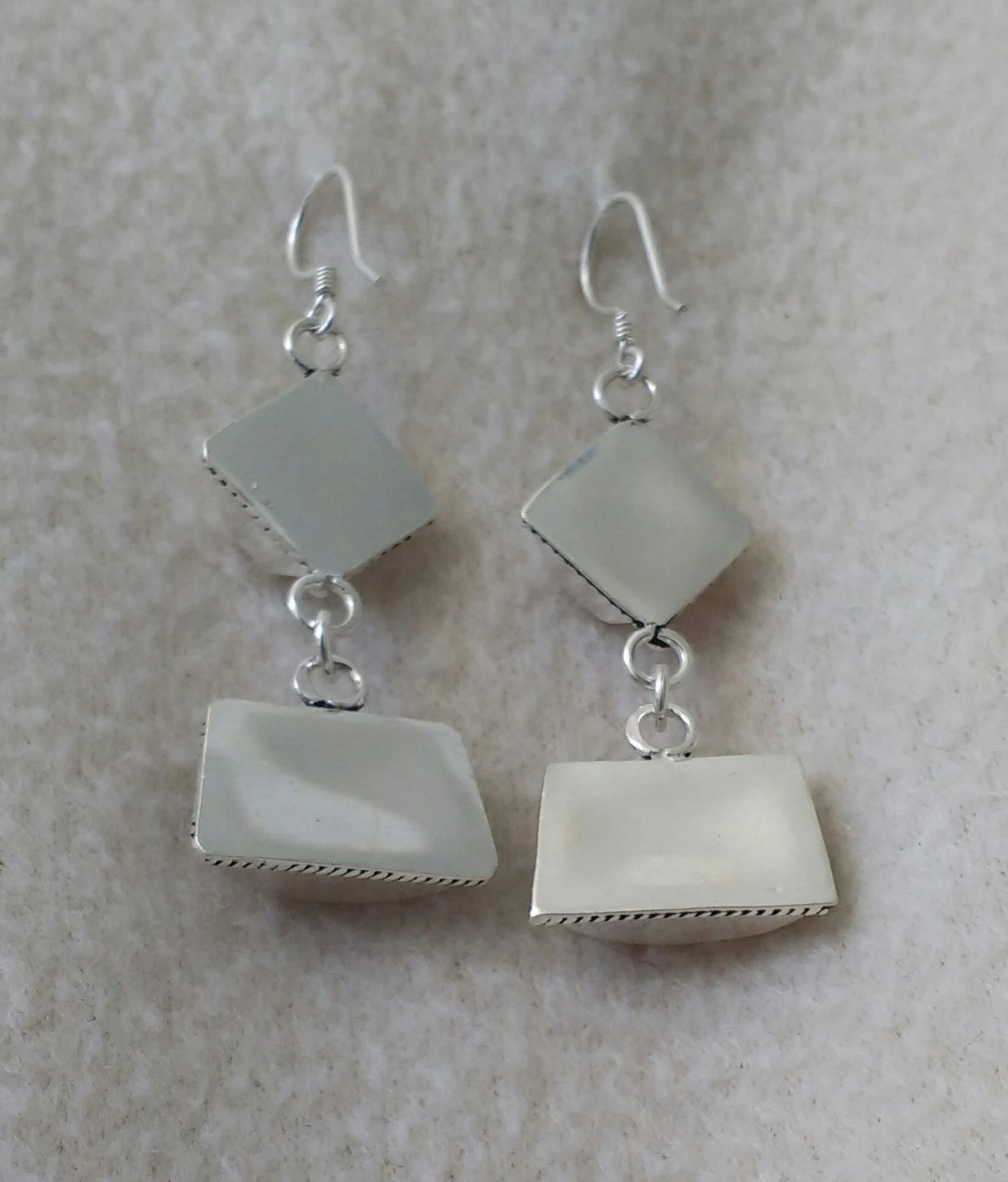 Berber Silver Earrings, Geometric Drop Style, Moroccan