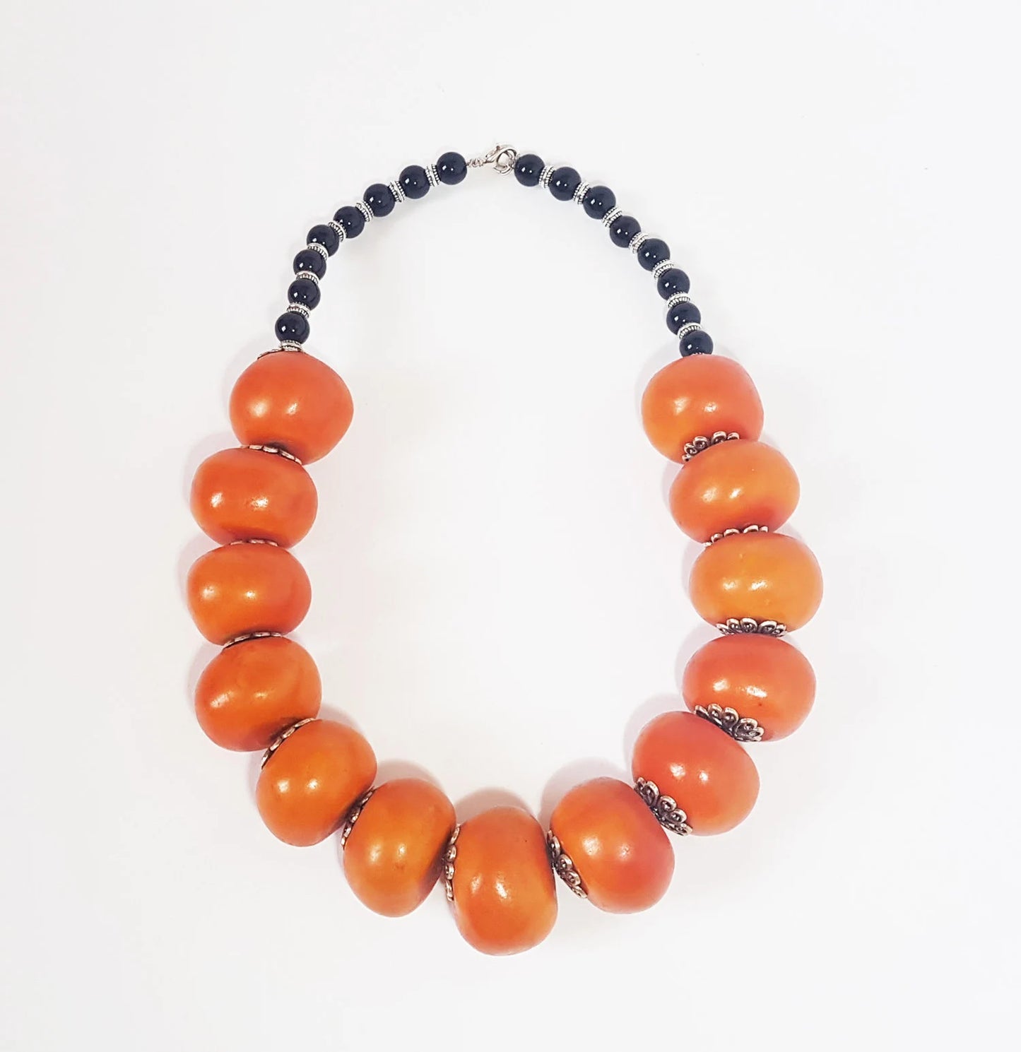 Collier En Ambre Berbère-Collier Marocain-Collier En Ambre Vintage-Collier En Faux Ambre-Marron Résine Ambre