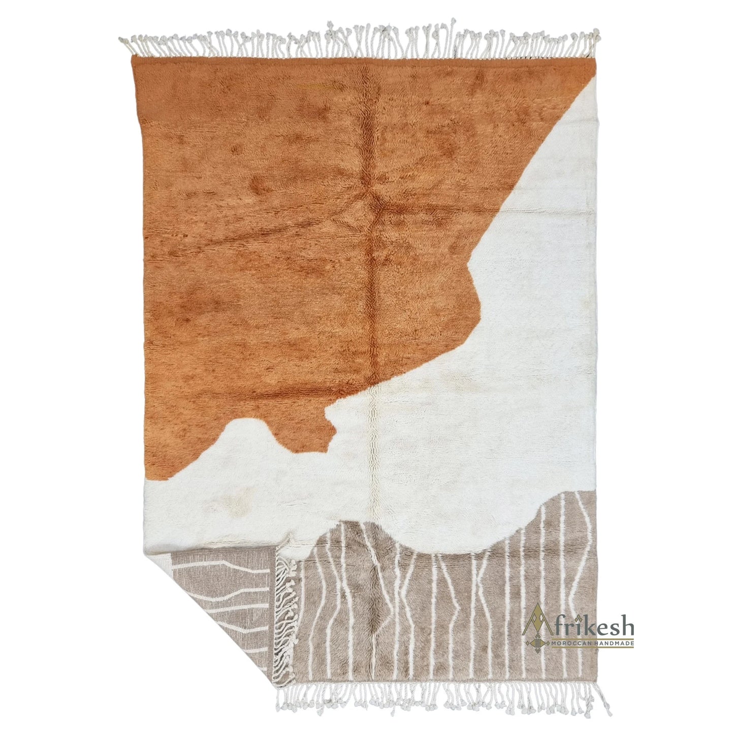 BERBER CARPET 6X6, Gorgeous Mrirt Rug, Patchwork Moroccan Rug, Brown & White Rug, Hand-Knotted Wool Rug, Beni Mrirt Area Rug, Shag Rug.