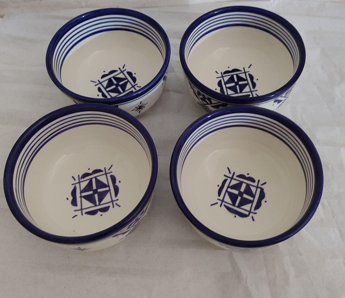 Set of Four Bowls, Moroccan Bowls, Handmade Ceramic Bowl, Clay Pottery Bowls, Dining Set, Pottery Soup Bowls, Matcha Kits Bamboo Whisk, Gift