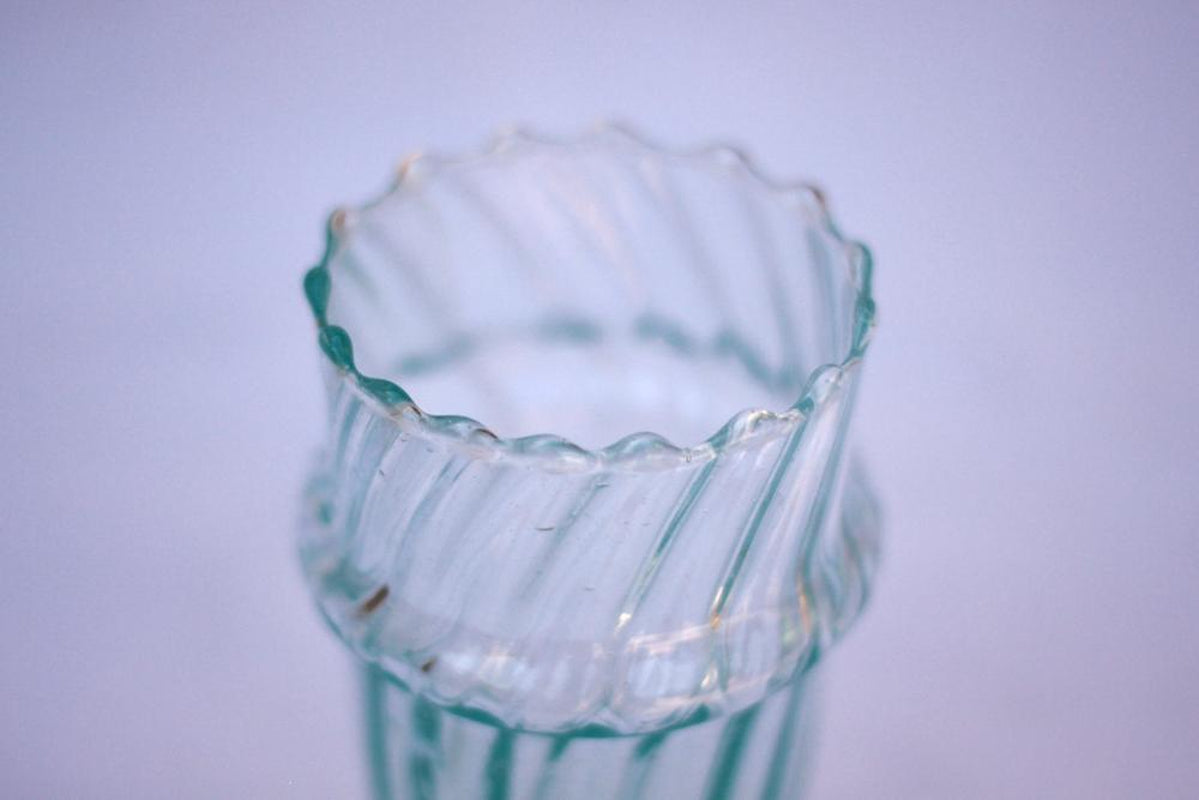 Vintage Ribbed Glassware Fluted Glasses Handmade 6 Piece Scalloped Drinking Glasses Moroccan Drinking Glasses Recycled Glass Stacking Cups
