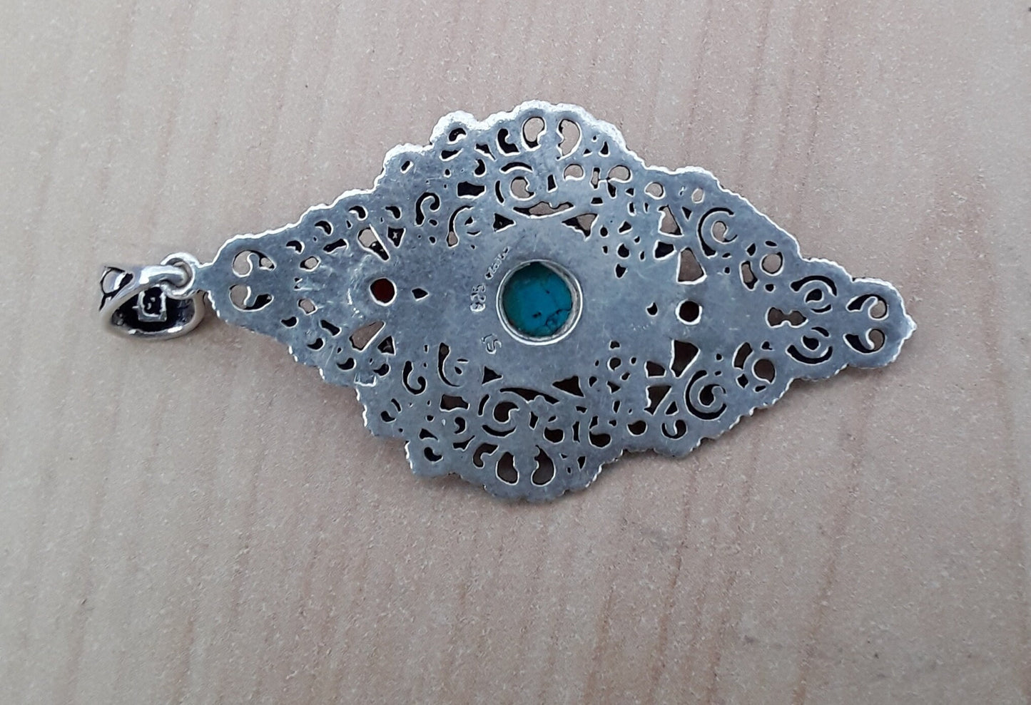 Berber Sterling Silver Pendant with Turquoise