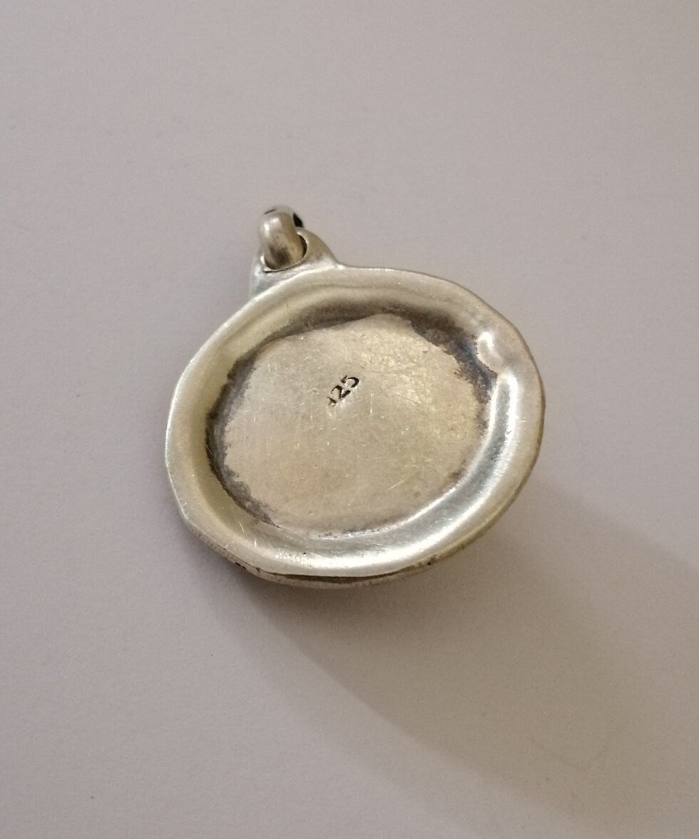Old Berber Handmade Silver and Coral Pendant