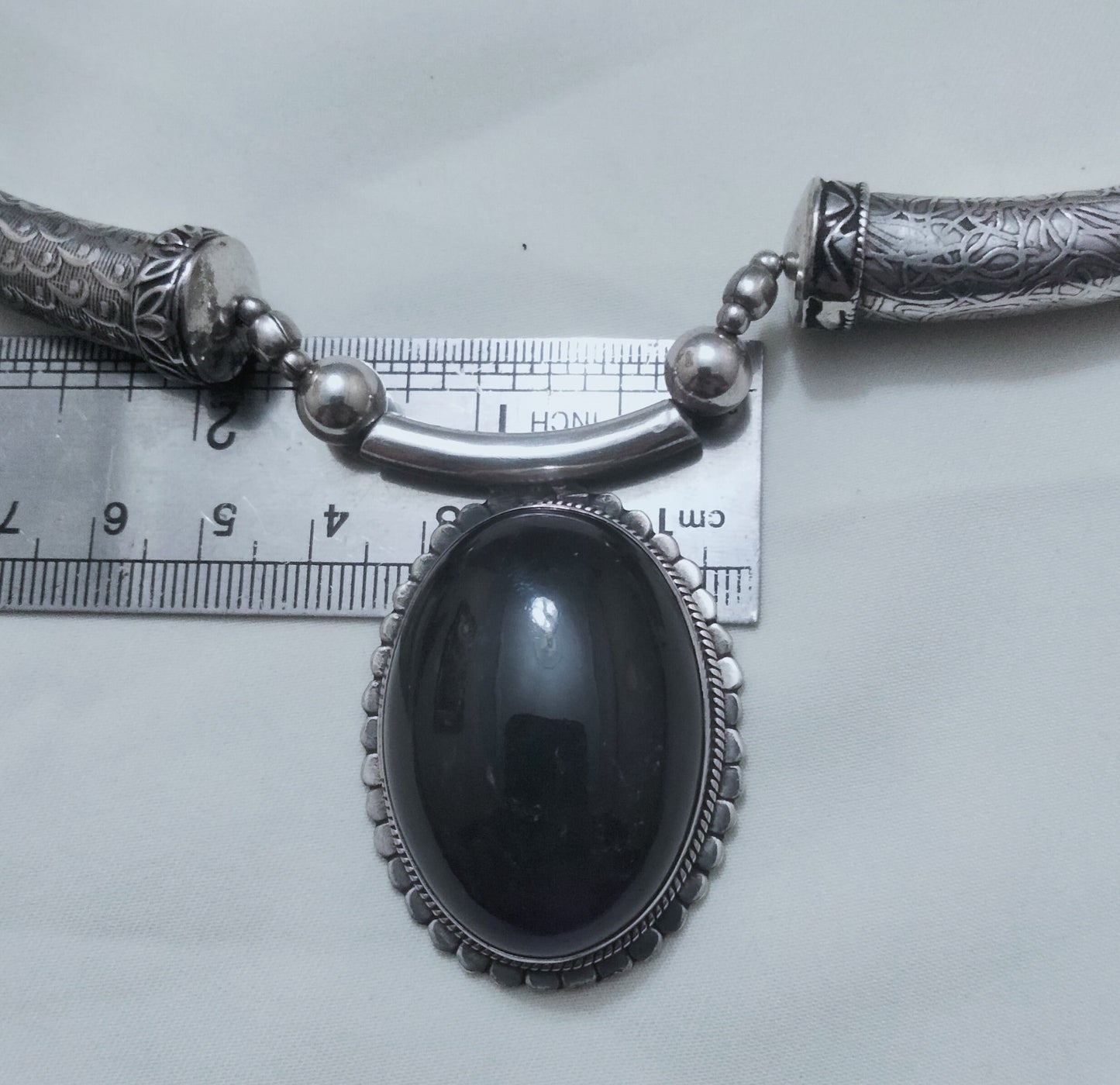 Sterling Silver Necklace with a Pretty Amethyst Stone, Berber Necklace, Sterling Silver Choker Necklace, Berber Jewelry, Boho.