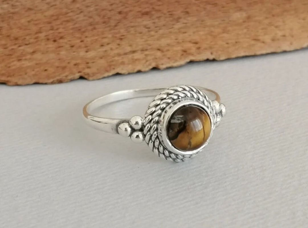 Golden Tiger Eye Sterling Silver Ring
