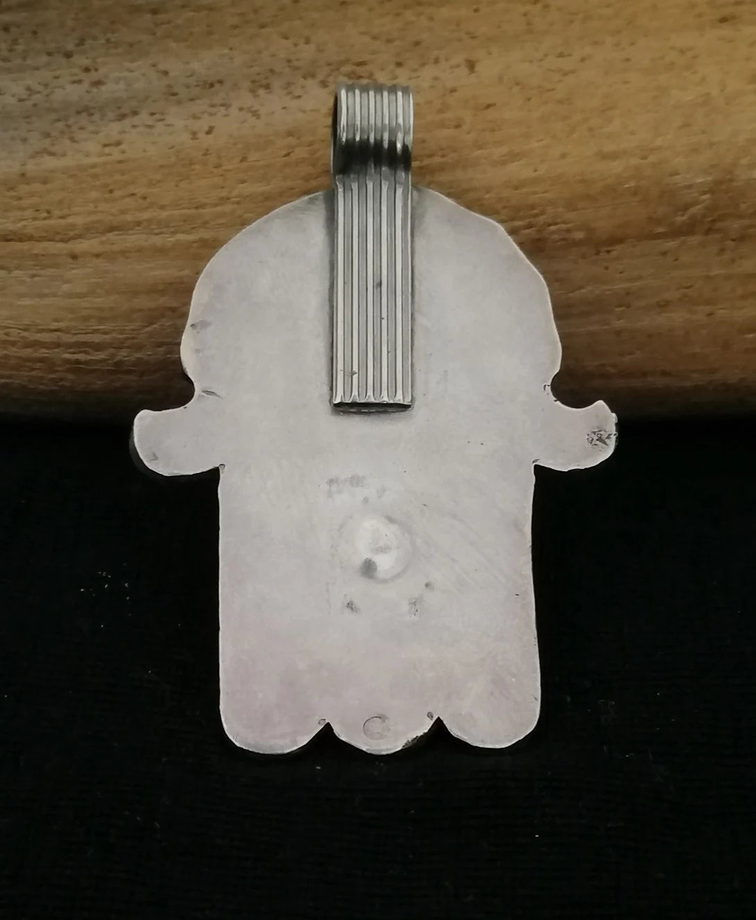Cute Berber Silver and Enamel Khamsa Pendant