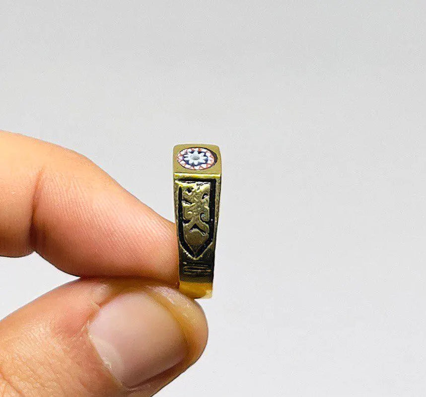 Berber Tuareg Brass Copper Rings, Handmade Brass Rings with African Stone, Boho Rings, Unique Gift for Him or Her