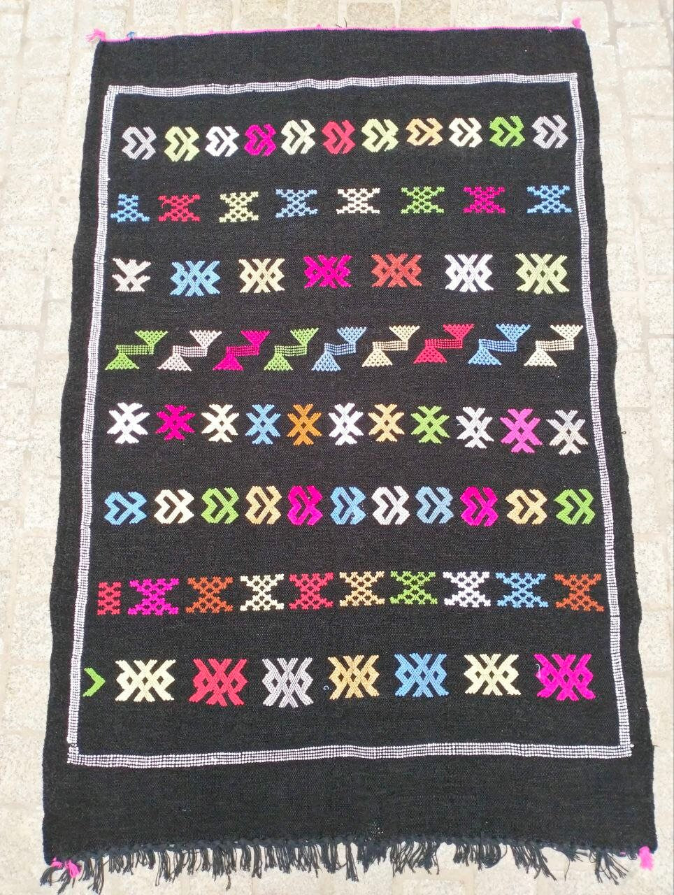 Cactus Silk Rug, Moroccan Cactus Silk Kilim Handmade .Cactus Silk Rug ,Sabra Carpet Berber Authentic Azilal Area Rug. Colorful Rug