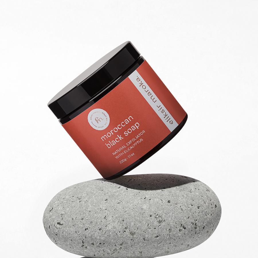 Authentic Moroccan Black Soap – Organic Soap Scrub for Body and Face – Exfoliating Savon Noir with Olive Oil and Eucalyptus
