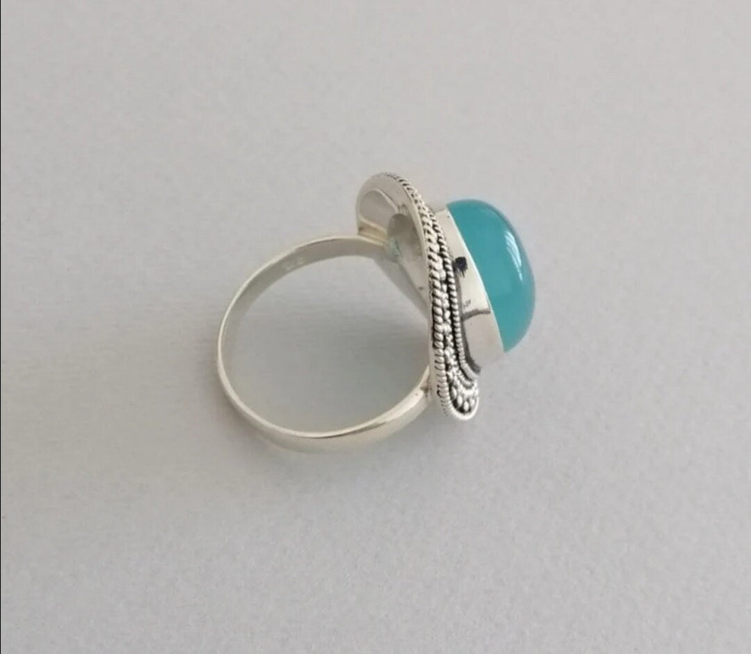 Aquamarine and Sterling Silver Ring