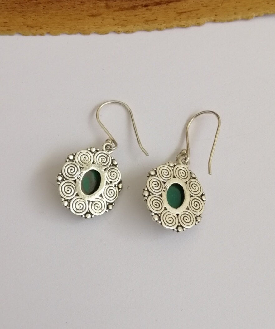 Sterling Silver and Green Jasper Drop Earrings