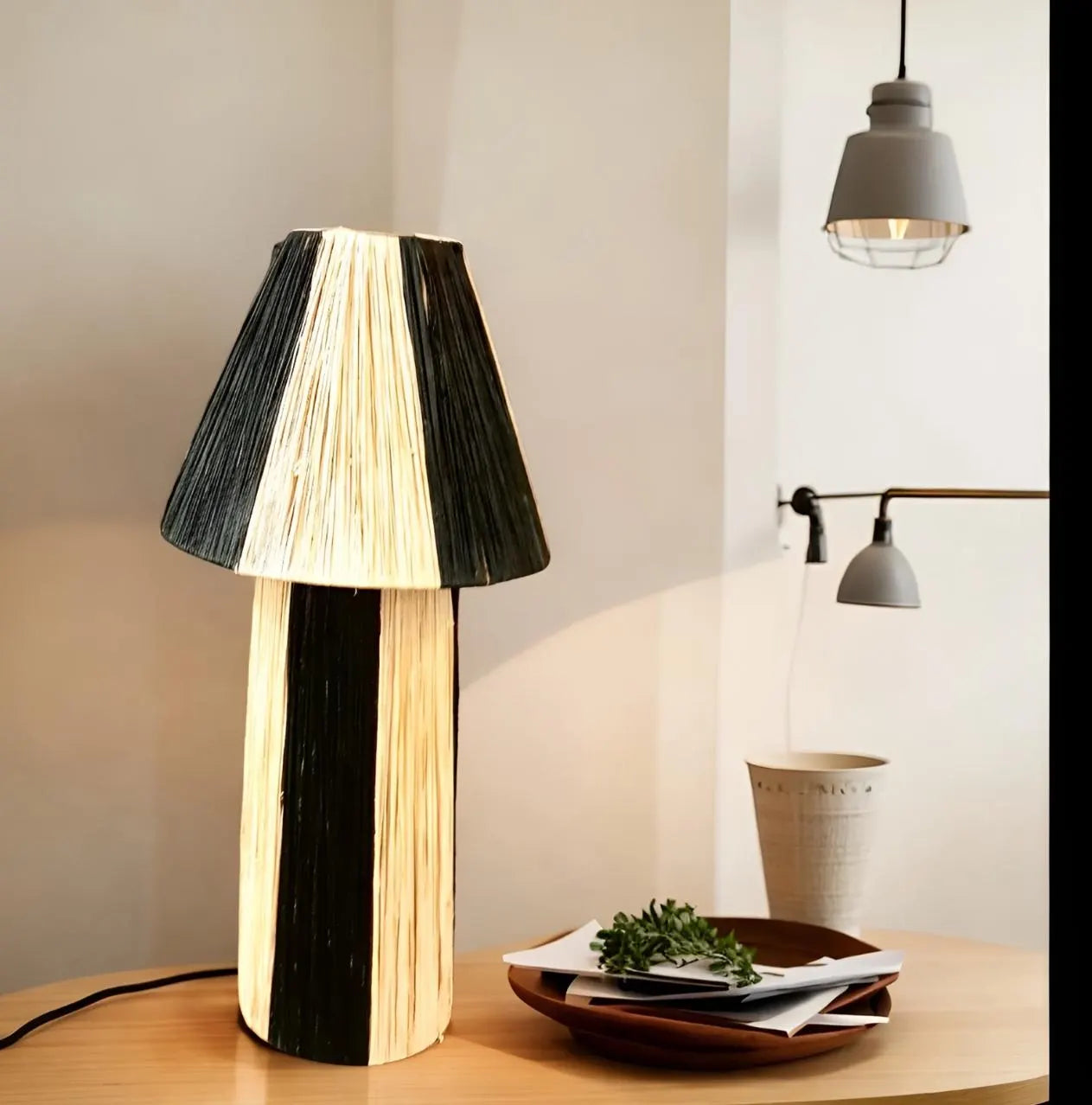 Raffia Natural Raffia Lamp, Raffia Lampshade, TABLE LAMPSHADES Moroccan Handmade in Rattan,Lamp