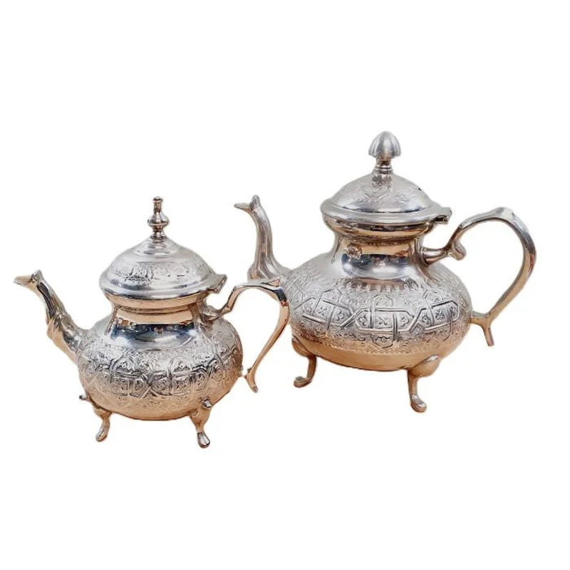 Set of 2 Moroccan Teapots, Teapot for One or 3 Cups, Moroccan Green Tea, Small and Large Teapot