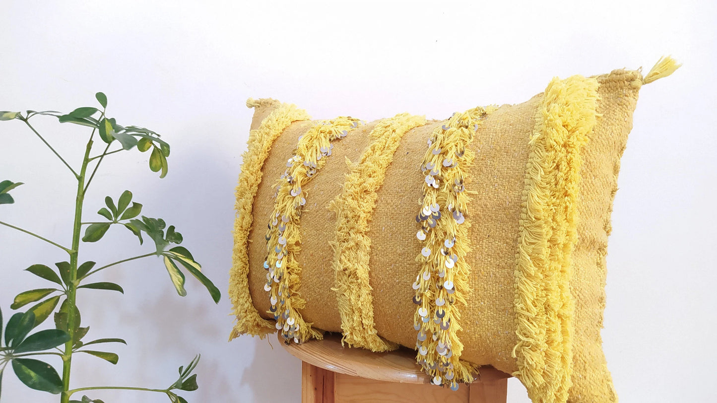 Handmade Moroccan Wedding Pillow Cover,Red Wool Cushion, Red Wool Pillow Cover Unstuffed