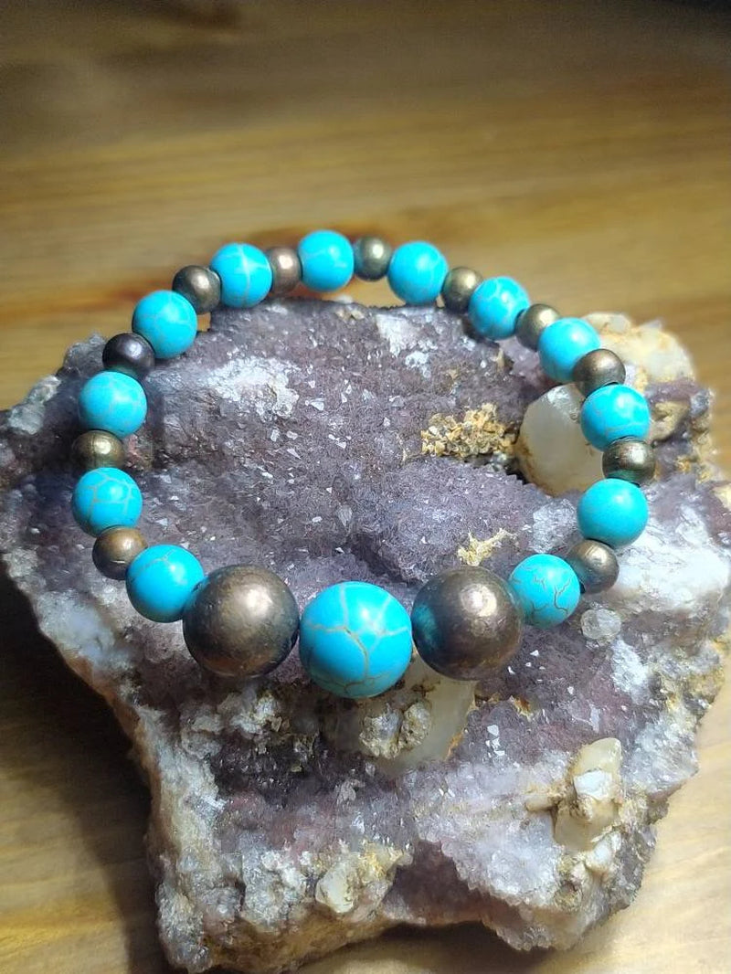 Turquoise Beads and Cooper against Rheumatism, Lovely Bracelet Handmade, Gift Idea, Valentine'S Day for Her.